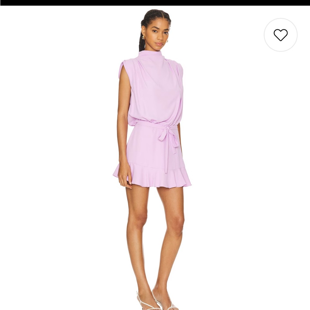 Purple Mini Sundress with Mock Neck and Short Sleeves